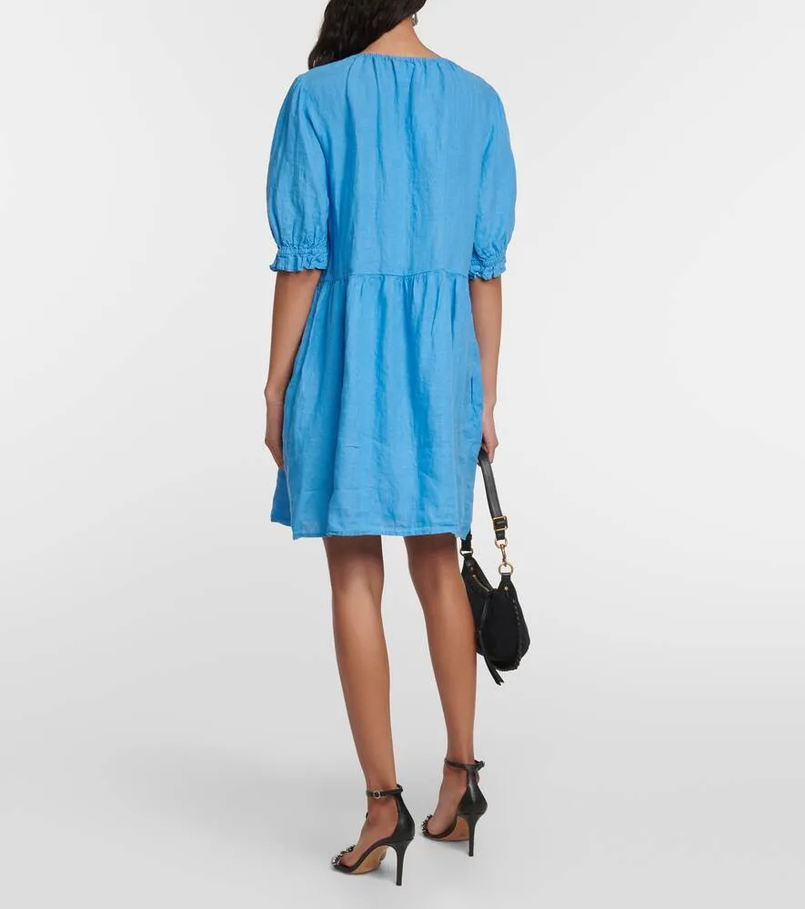 Kailani VELVET linen mini dress, blue