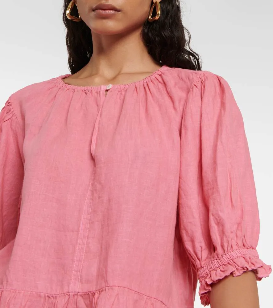 Kailani VELVET linen mini dress, pink