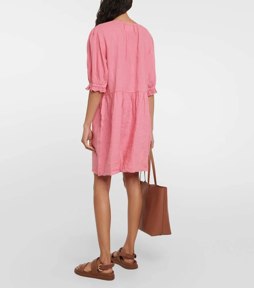 Kailani VELVET linen mini dress, pink
