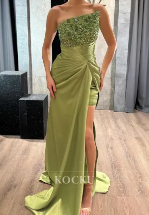L3089 - Couture & Ornate Off-Shoulder Sleeveless Ruched Evening Party Prom Dress With Sequined