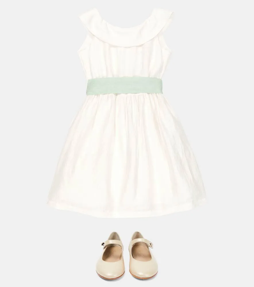 Linen blend sleeveless dress Il Gufo, white