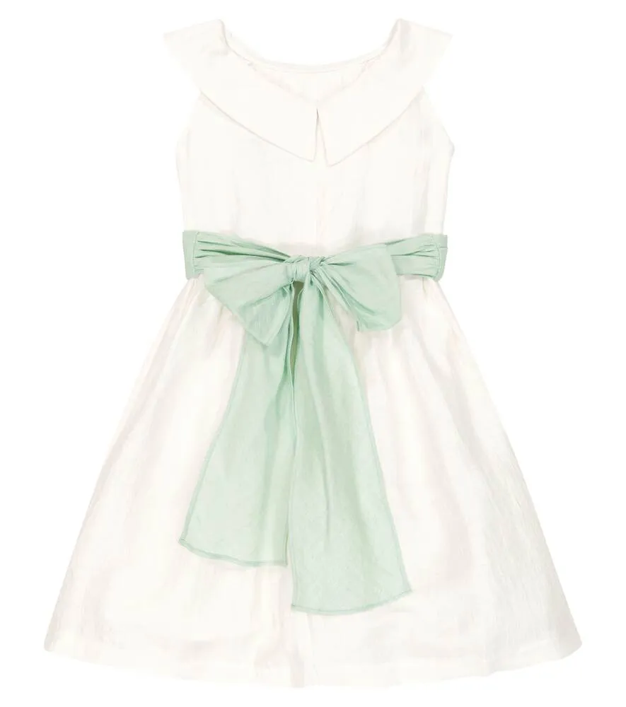 Linen blend sleeveless dress Il Gufo, white