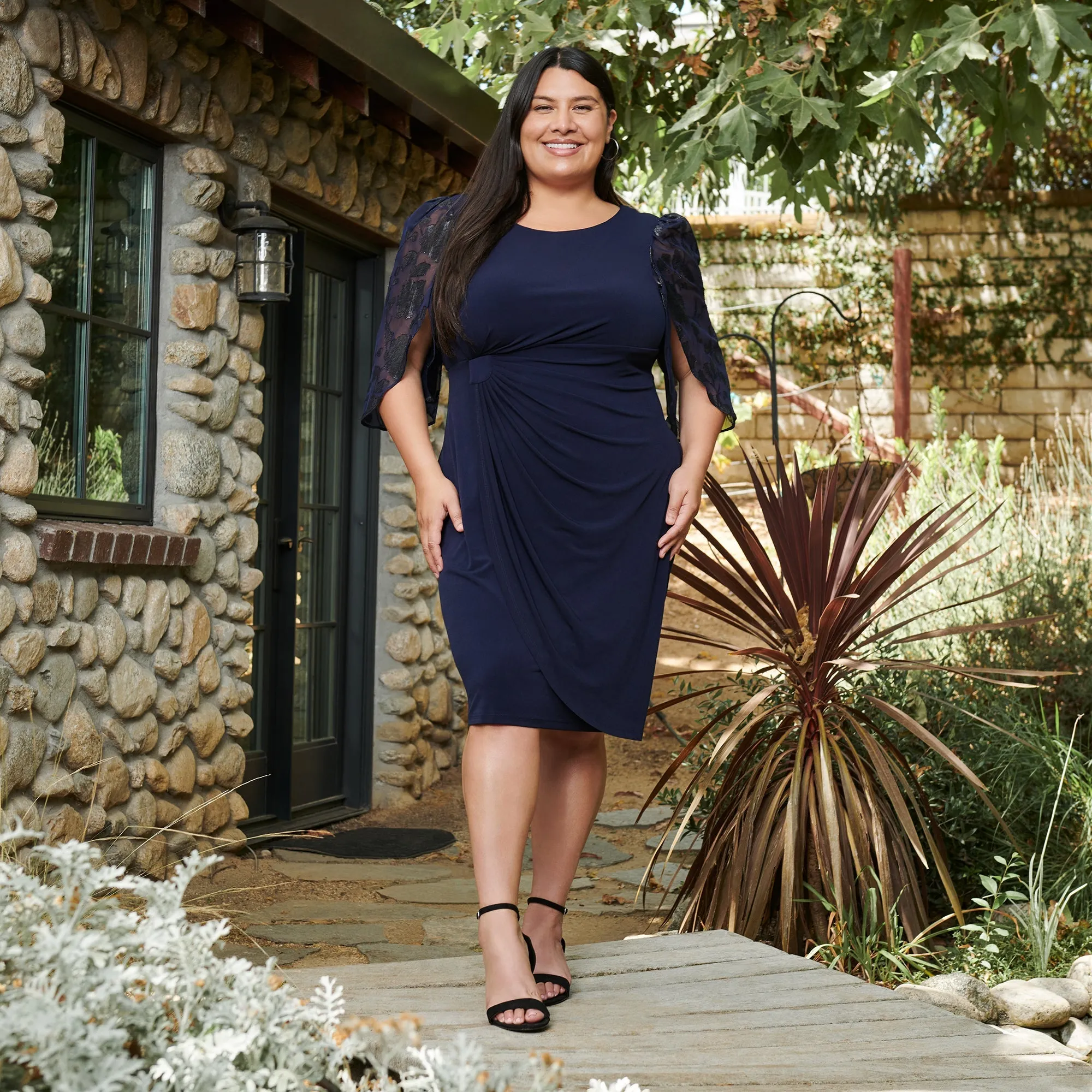 Lisette Midnight Faux Wrap Dress