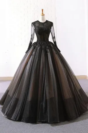 Long Black Ball Gown Evening Dress Prom Dresses