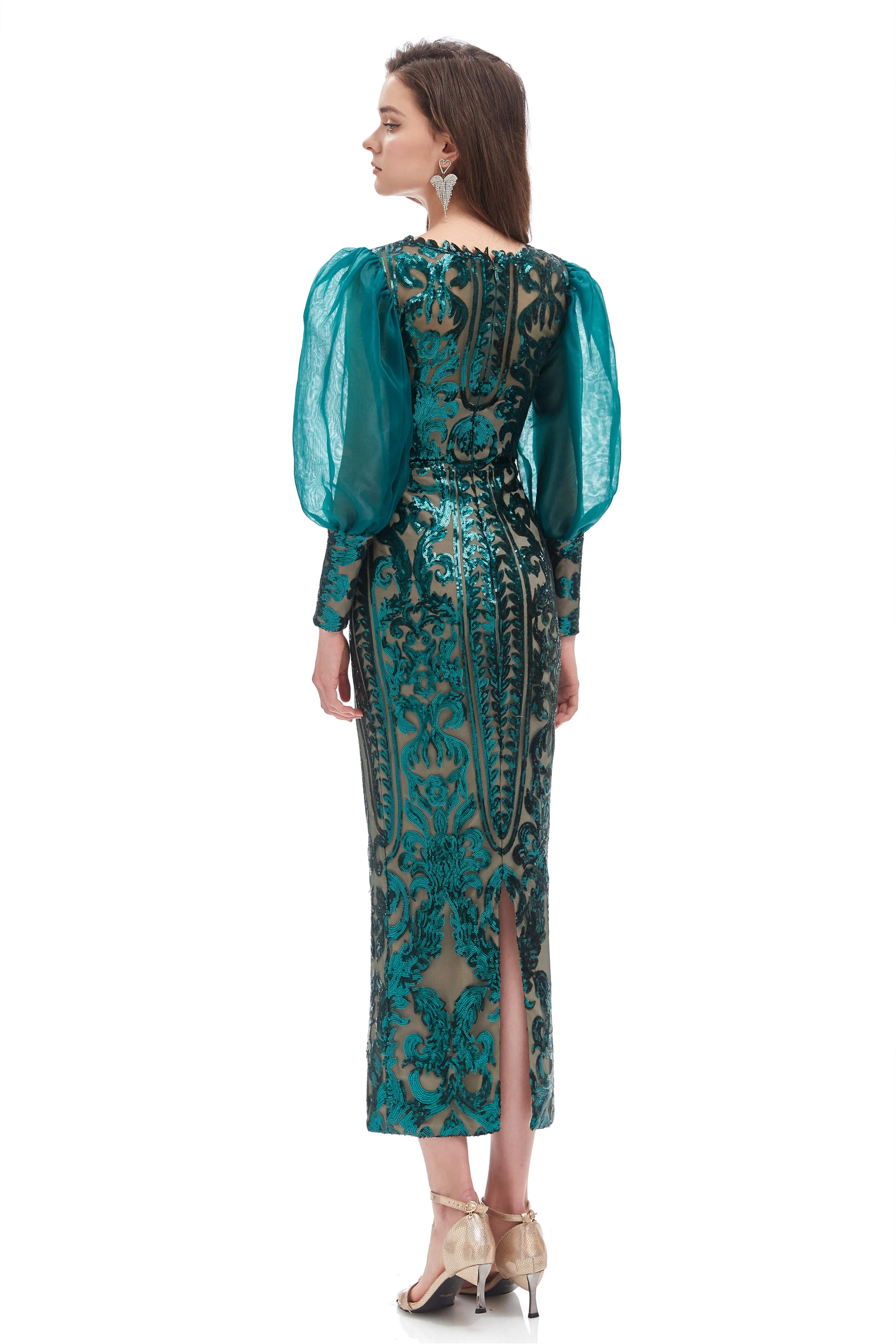 Long Sleeve Tea Length Prom Dresses