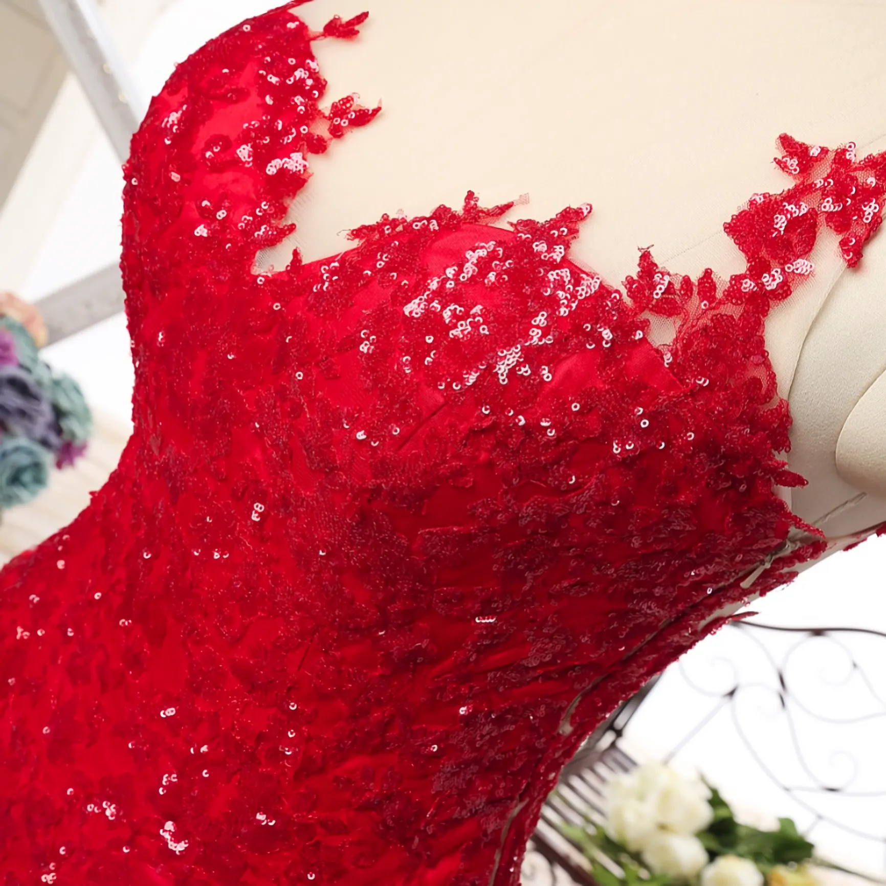 Long Sweetheart Tulle Mermaid vestido de festa Sequined Appliques Floor Length Evening Dresses
