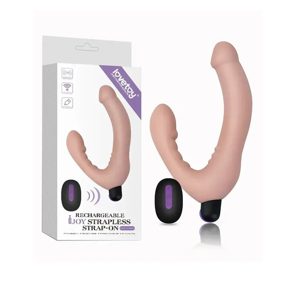 Lovetoy Silicone Flesh Pink Rechargeable Vibrating Strapless Strap on Dildo