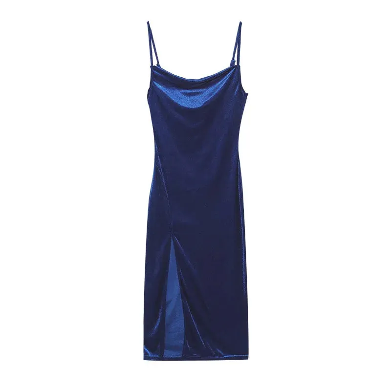 LVSANW 2024 Elegant Evening Gown For Women Summer Velvet Midi Bodycon Dress Women Sleeveless Off Shoulder Backless Party Club Dresses