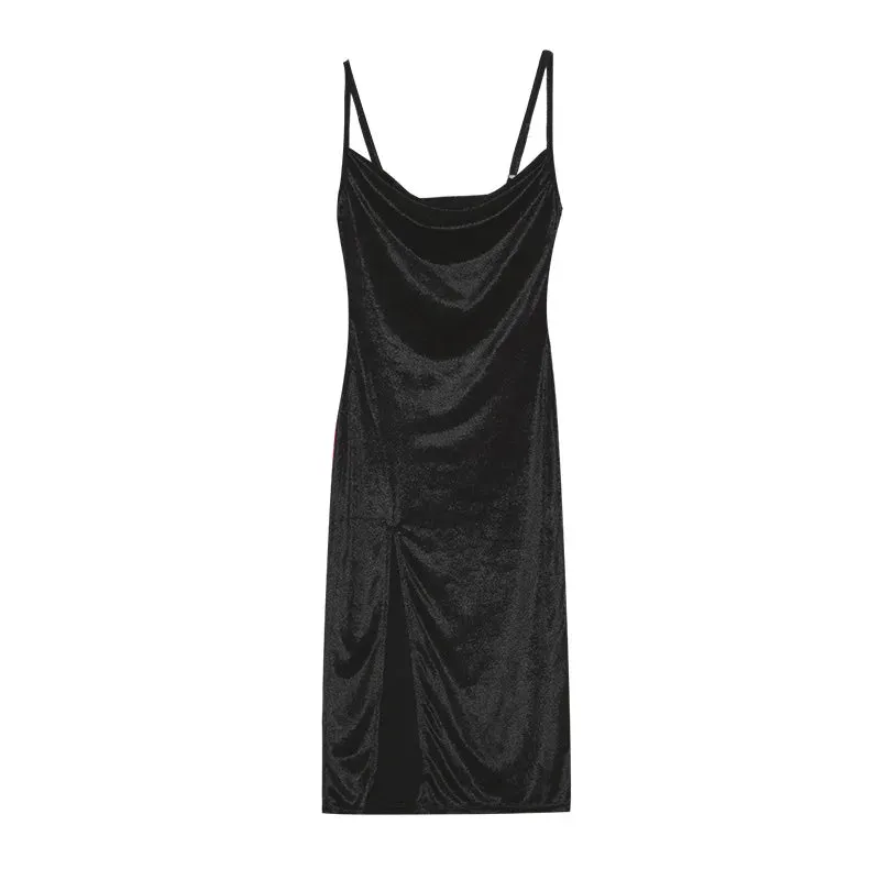 LVSANW 2024 Elegant Evening Gown For Women Summer Velvet Midi Bodycon Dress Women Sleeveless Off Shoulder Backless Party Club Dresses