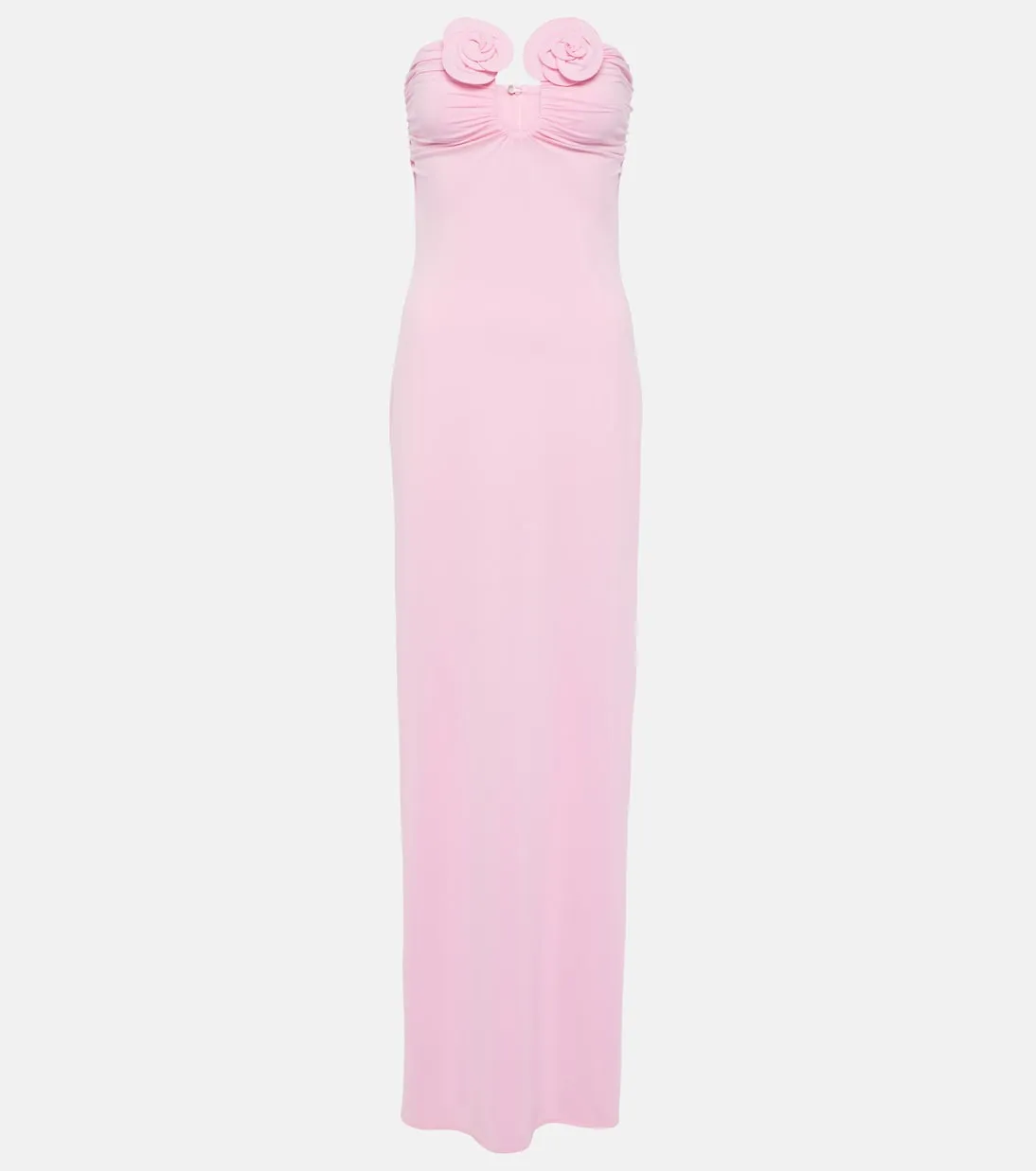 Magda Butrym Strapless Maxi Dress with Floral Applique, Pink
