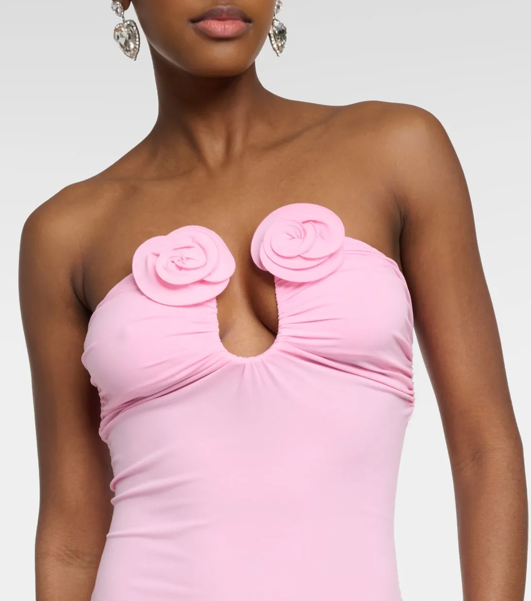 Magda Butrym Strapless Maxi Dress with Floral Applique, Pink