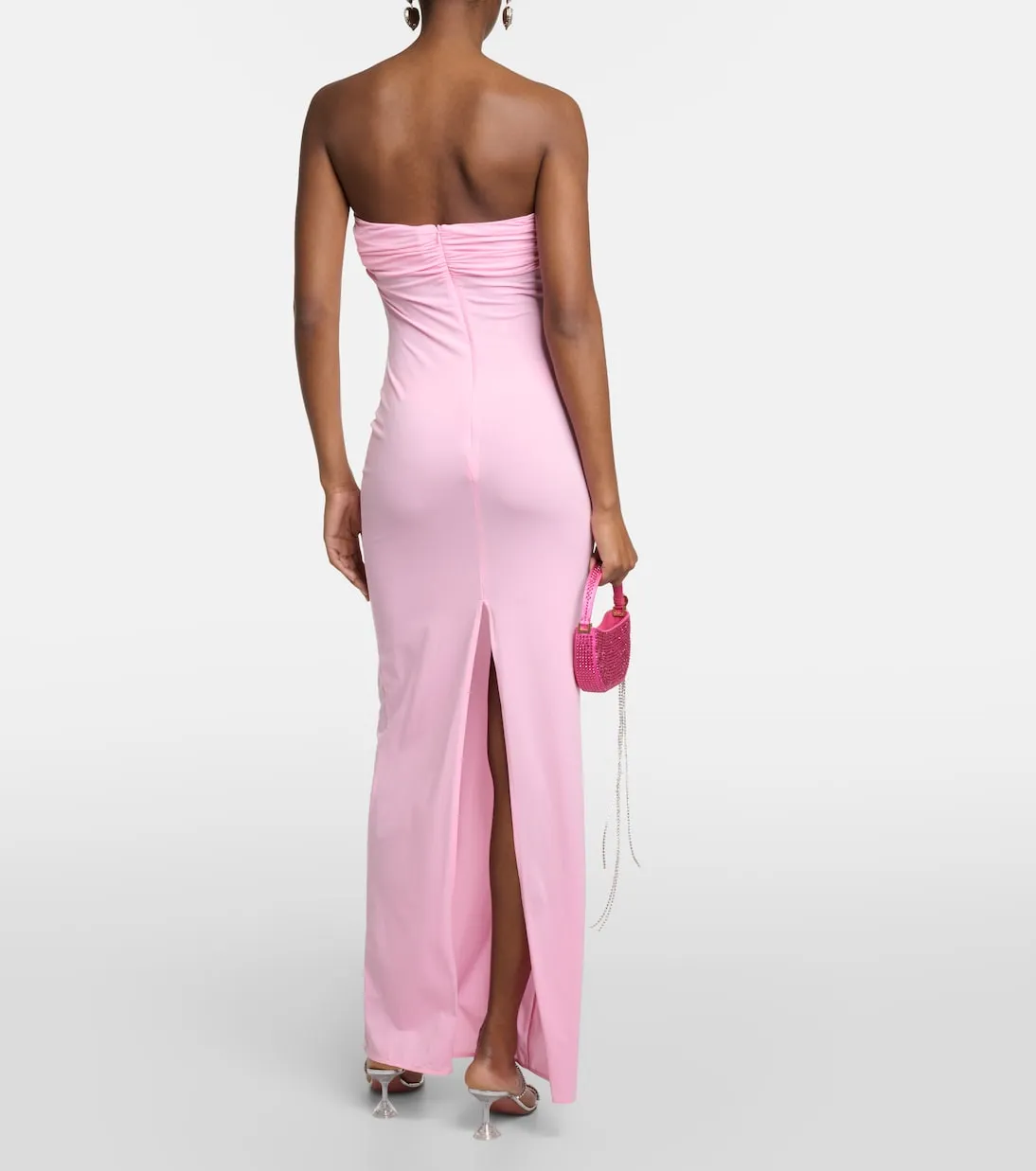 Magda Butrym Strapless Maxi Dress with Floral Applique, Pink