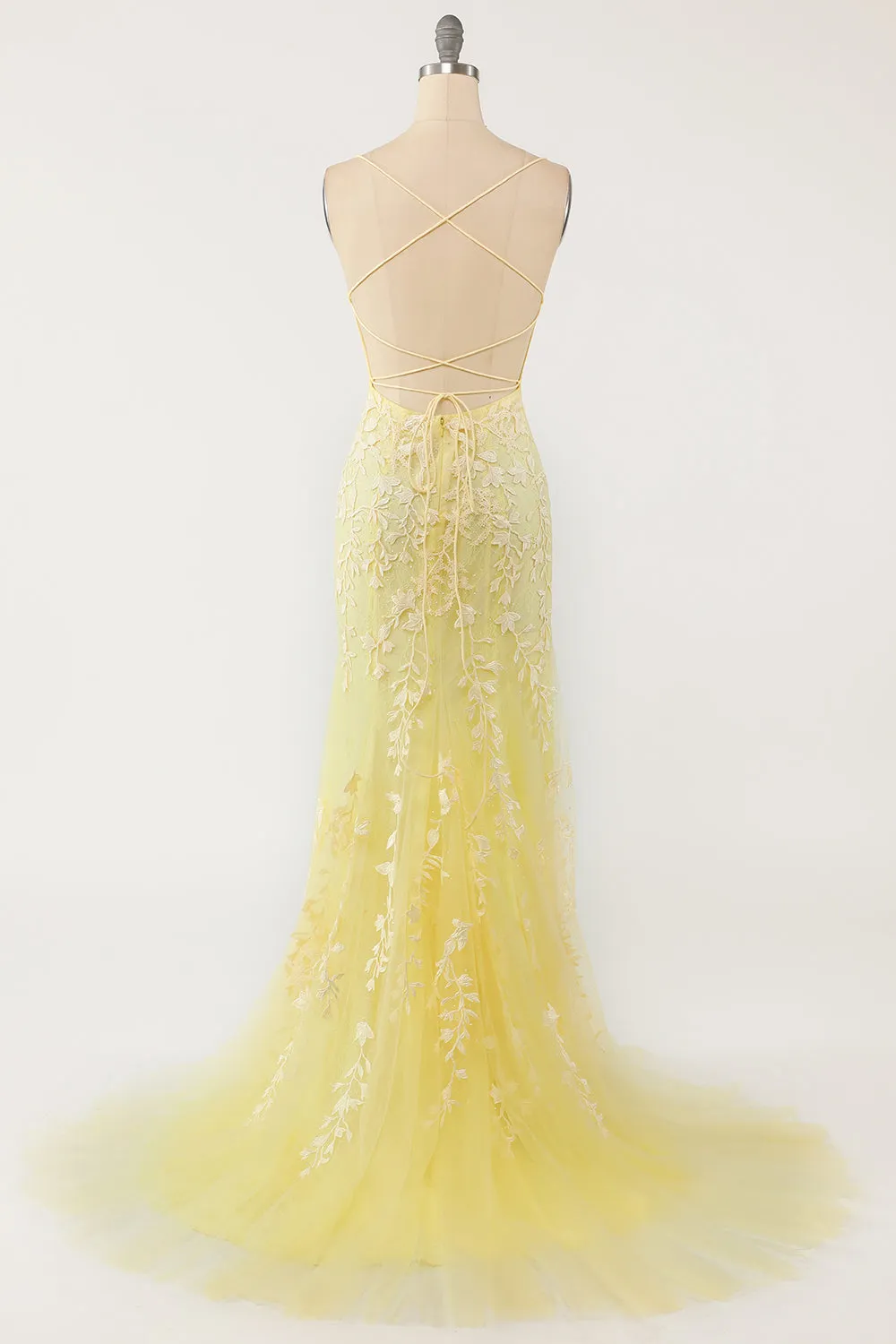 Mermaid Blue Long Prom Dress Backless Evening Dress