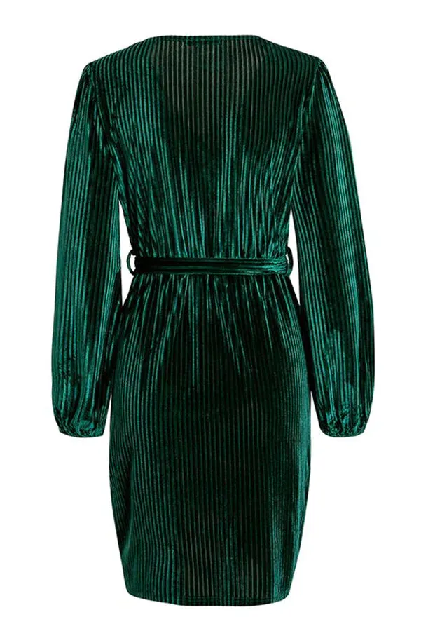 Nights In Paris Velvet Belt Wrap Mini Dress