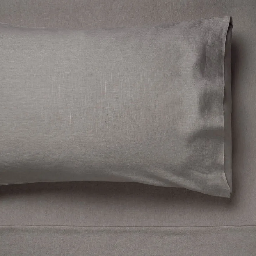 Nimes Pure Linen Ash SHEET SET by LINEN HOUSE