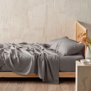 Nimes Pure Linen Ash SHEET SET by LINEN HOUSE