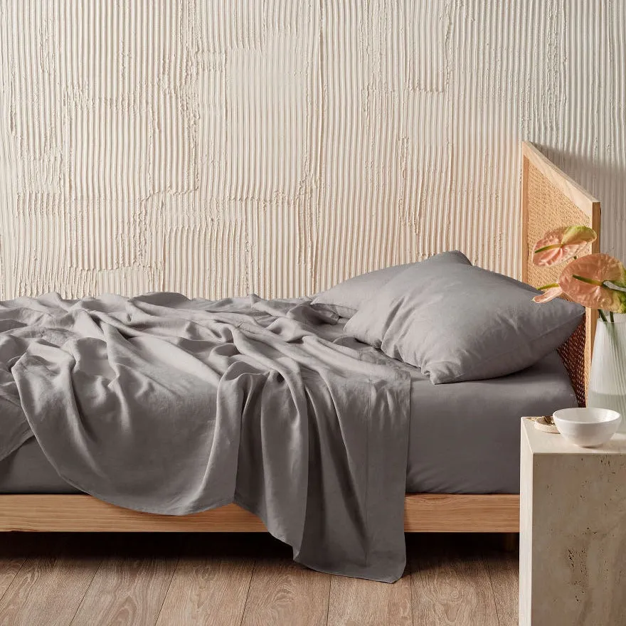 Nimes Pure Linen Ash SHEET SET by LINEN HOUSE