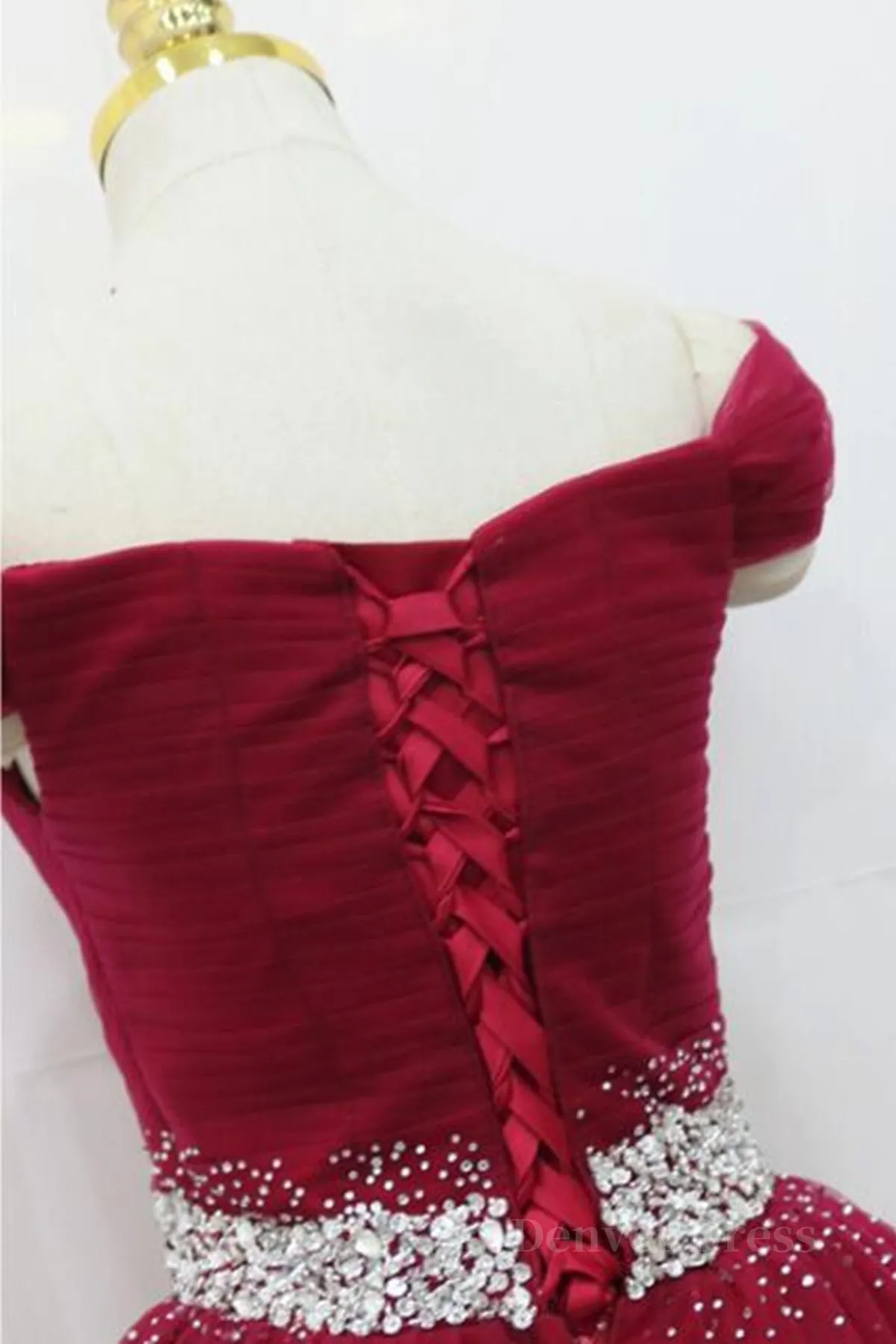 Off Shoulder Burgundy Tulle Long Prom Dresses with Sequins Burgundy Tulle Formal Evening Dresses