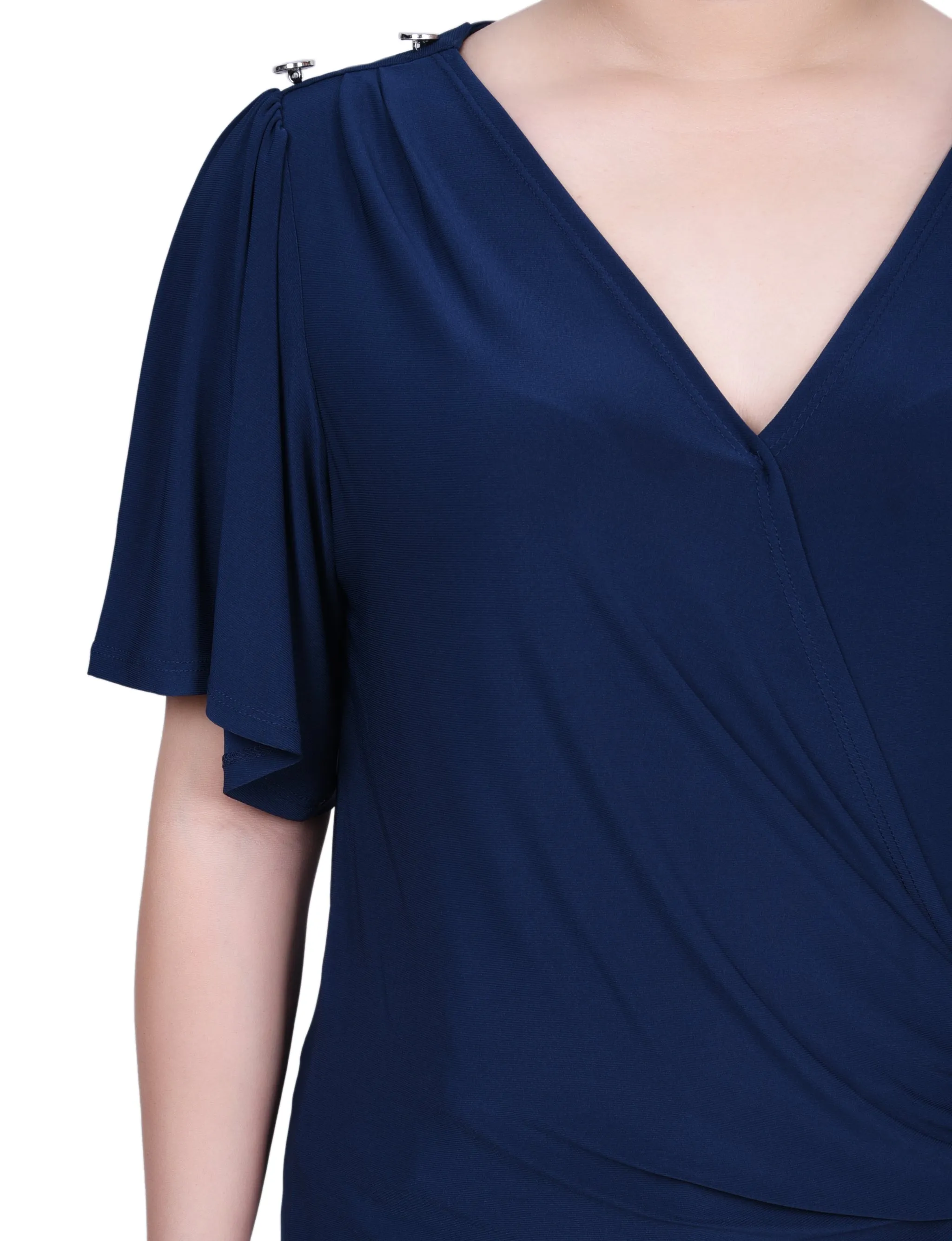 Petite Short Sleeve Wrap Top