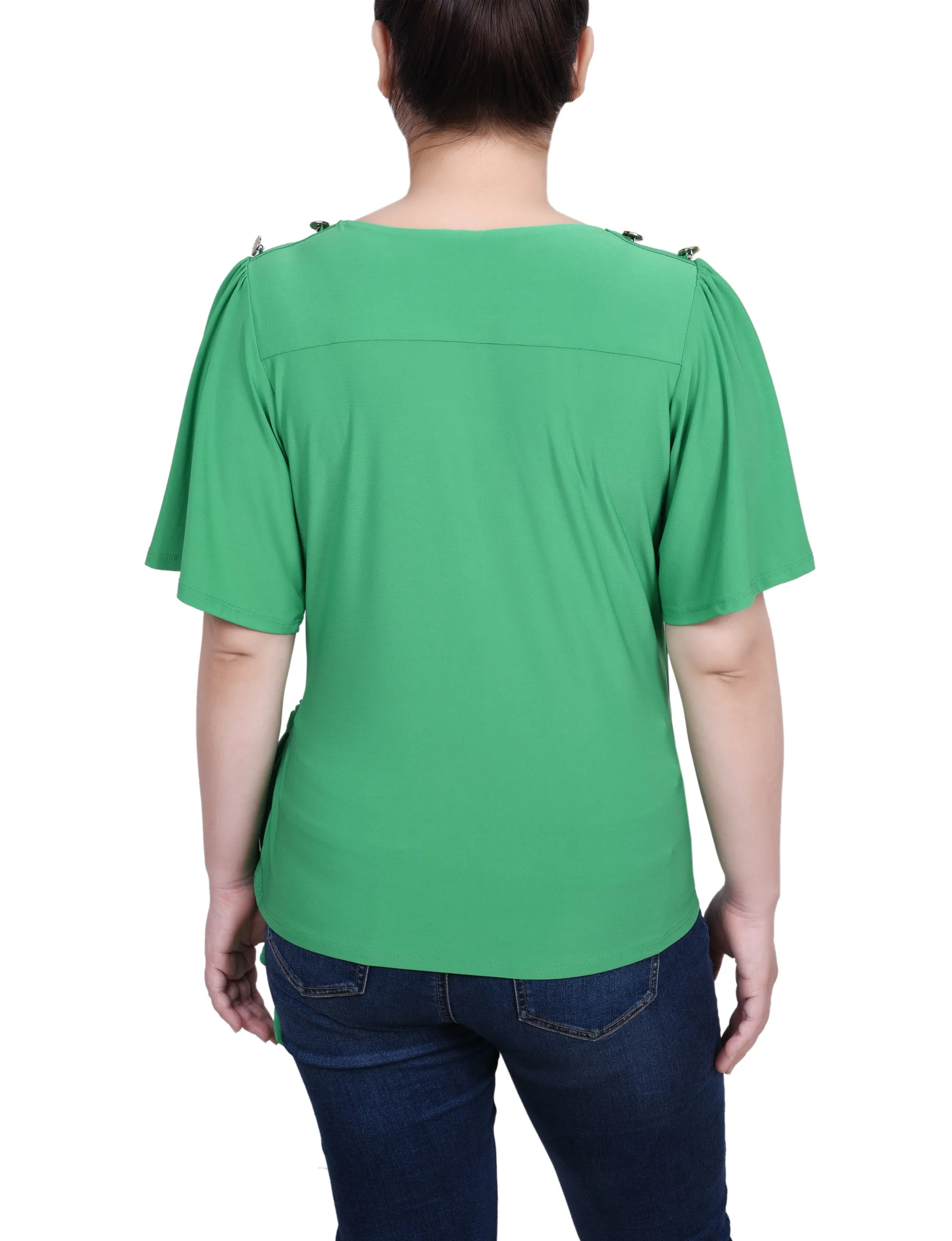 Petite Short Sleeve Wrap Top