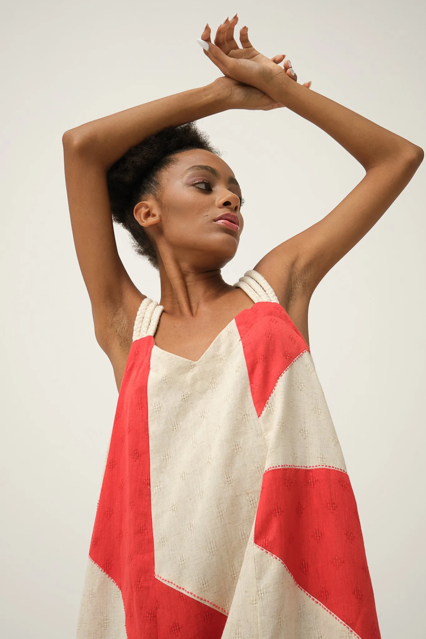 Red Hand-woven Organic Cotton CHARLIE DRESS