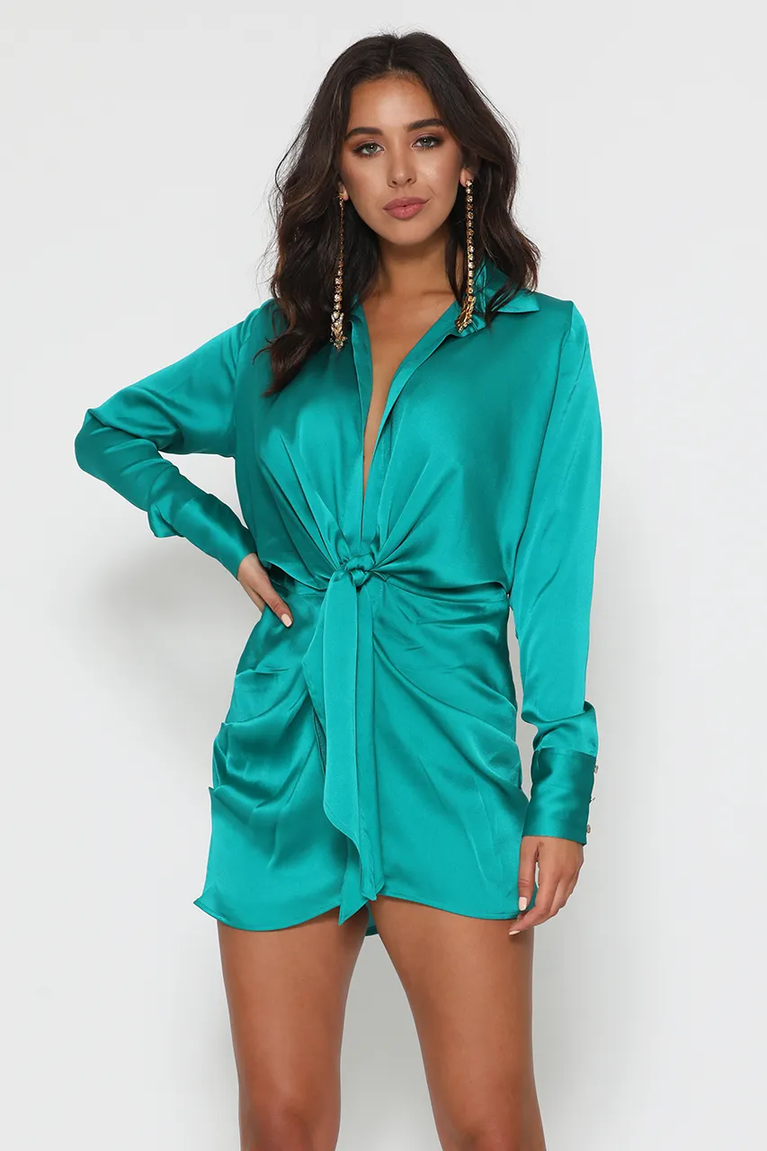 RUBY SHIRT DRESS - TEAL