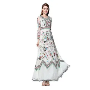 Runway Designer, Long Gauze Floral Embroidery Dress (US 4-16)