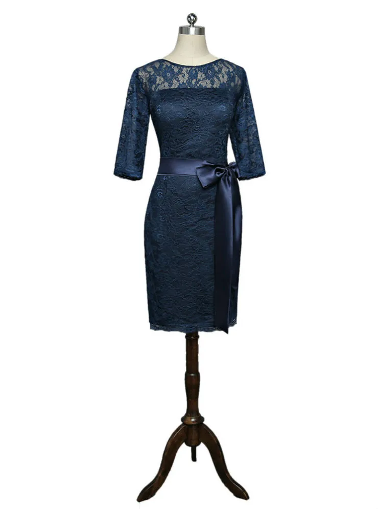 Sheath 3/4 Sleeves Navy Blue Mother Of The Bride Dresses