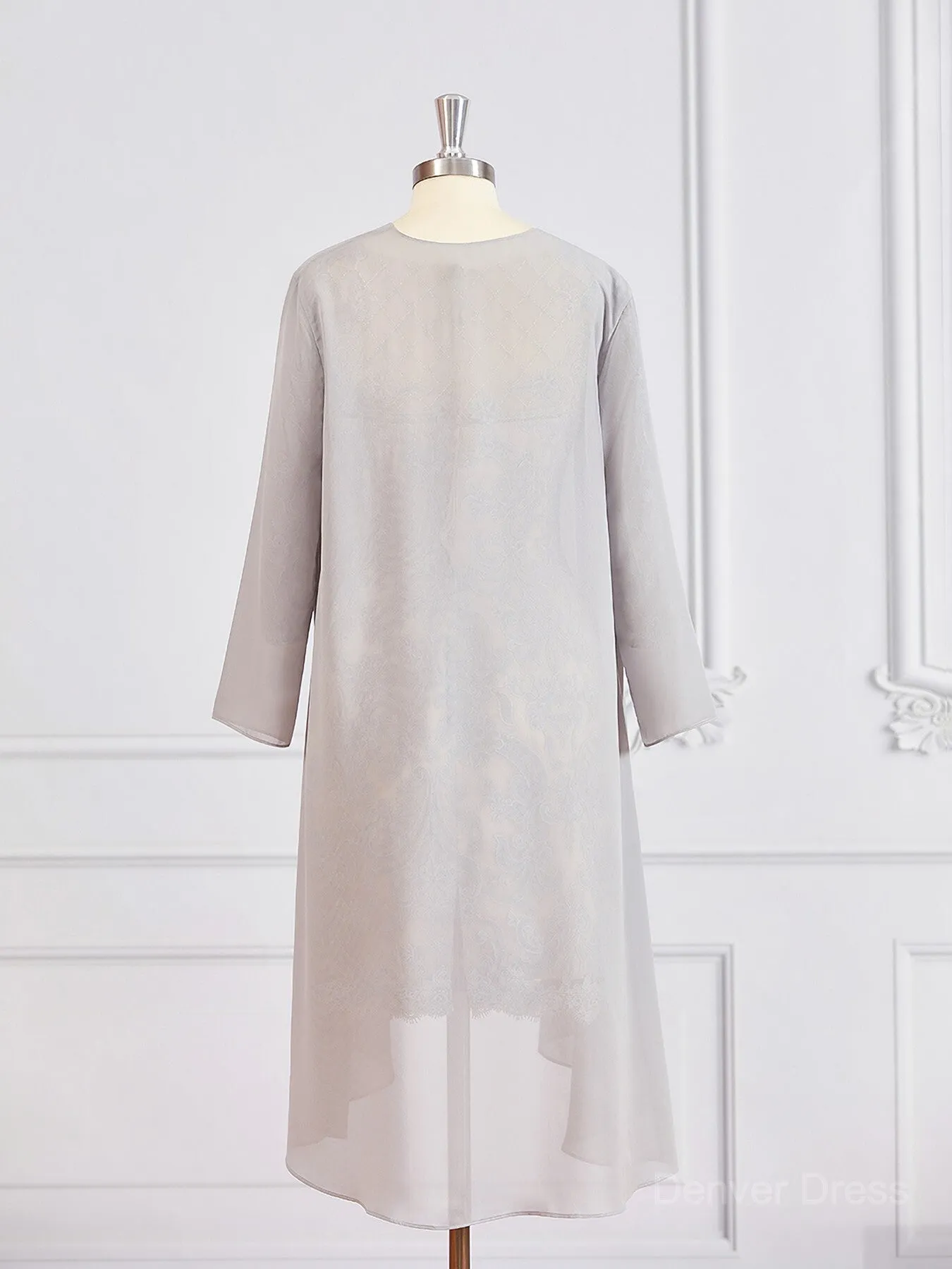 Sheath Bateau Short Chiffon Mother of the Bride Dresses With Appliques Lace