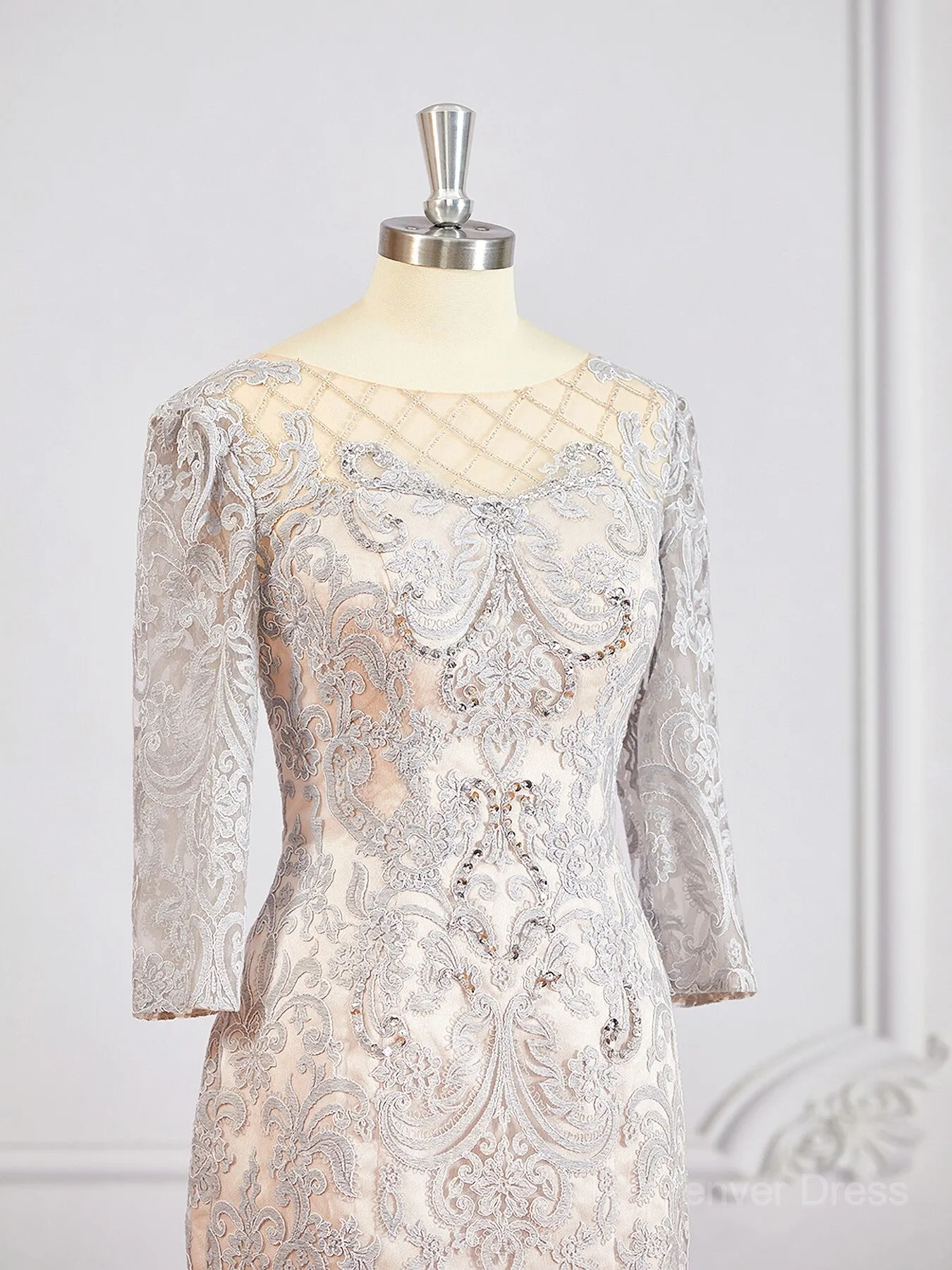 Sheath Bateau Short Chiffon Mother of the Bride Dresses With Appliques Lace