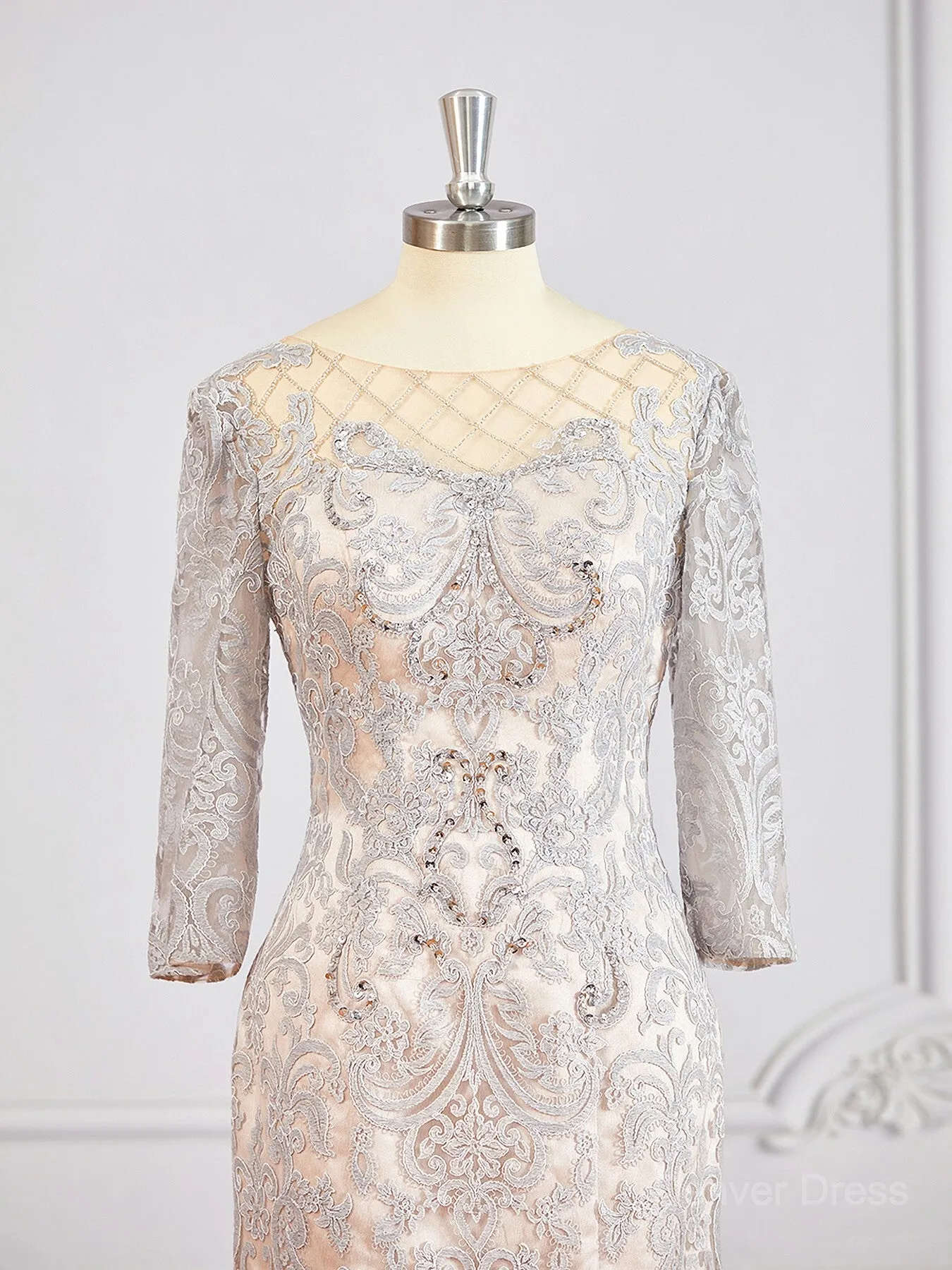 Sheath Bateau Short Chiffon Mother of the Bride Dresses With Appliques Lace