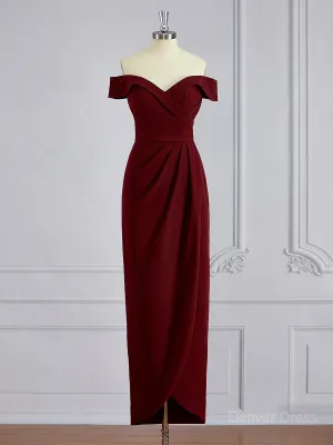 Sheath Off-the-Shoulder Floor-Length Stretch Crepe Mother of the Bride Dresses With Ruffles