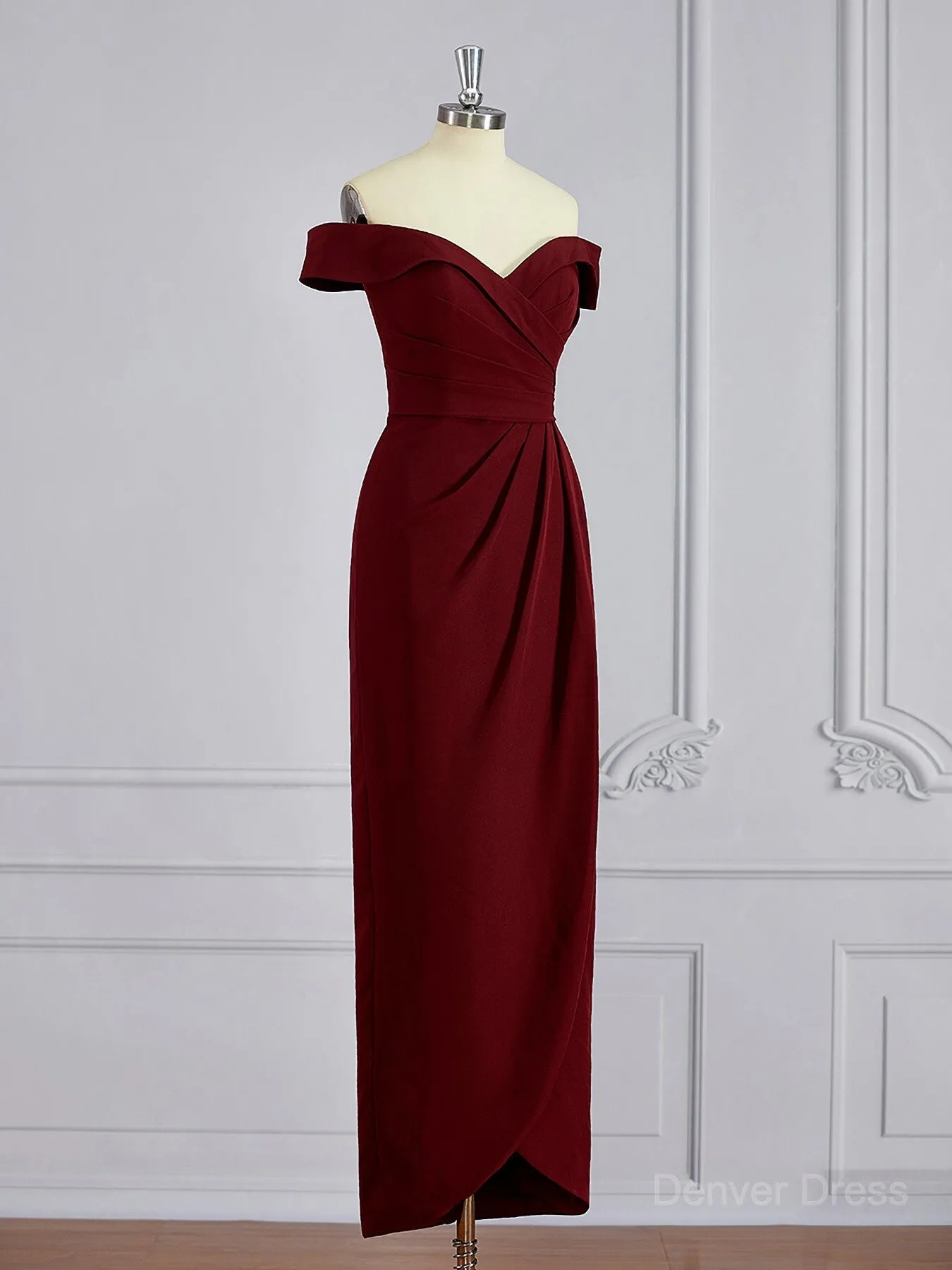 Sheath Off-the-Shoulder Floor-Length Stretch Crepe Mother of the Bride Dresses With Ruffles