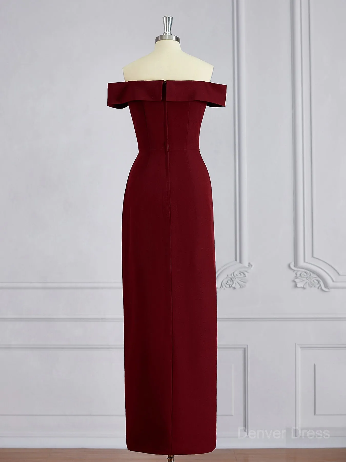 Sheath Off-the-Shoulder Floor-Length Stretch Crepe Mother of the Bride Dresses With Ruffles