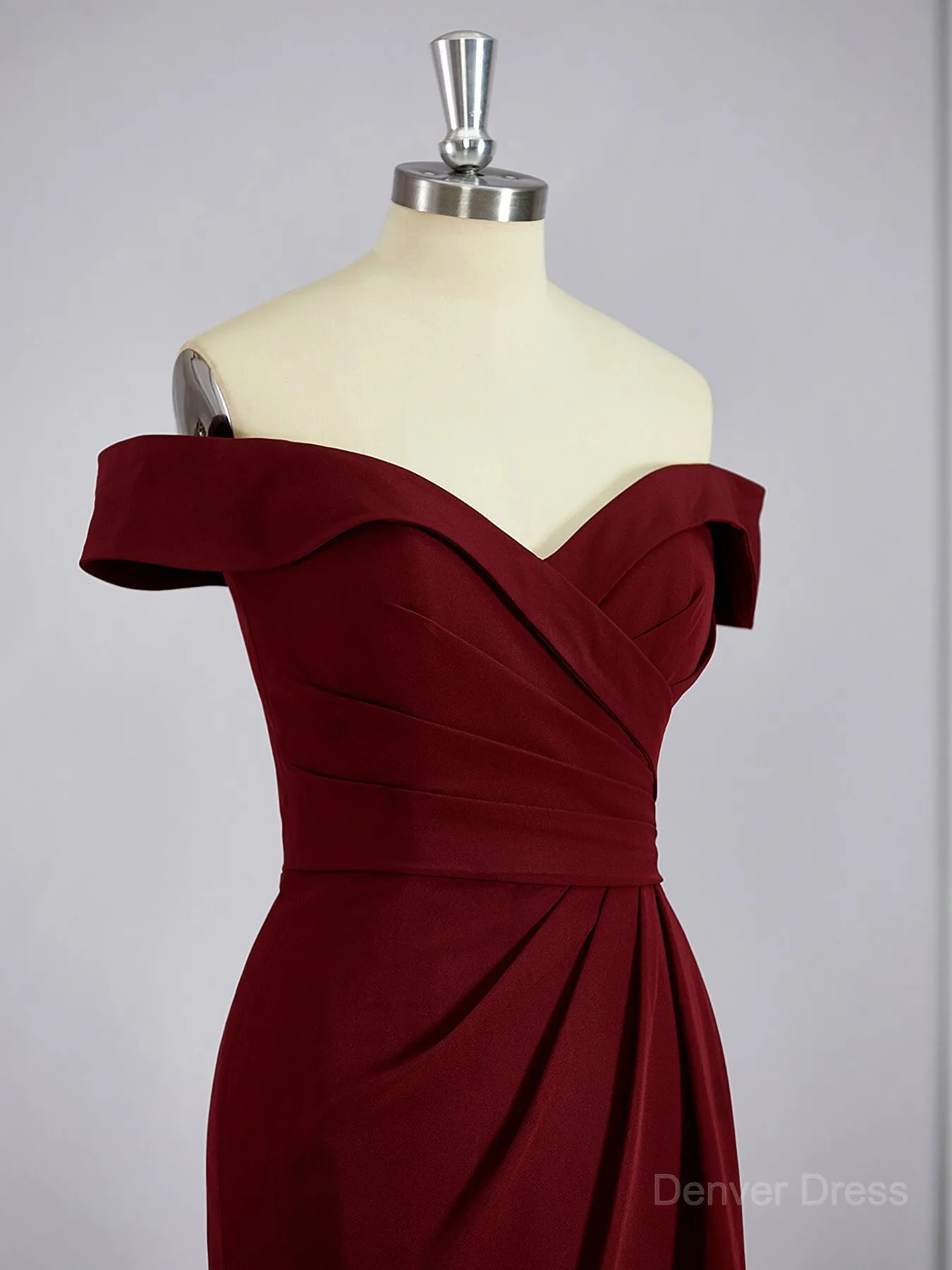 Sheath Off-the-Shoulder Floor-Length Stretch Crepe Mother of the Bride Dresses With Ruffles