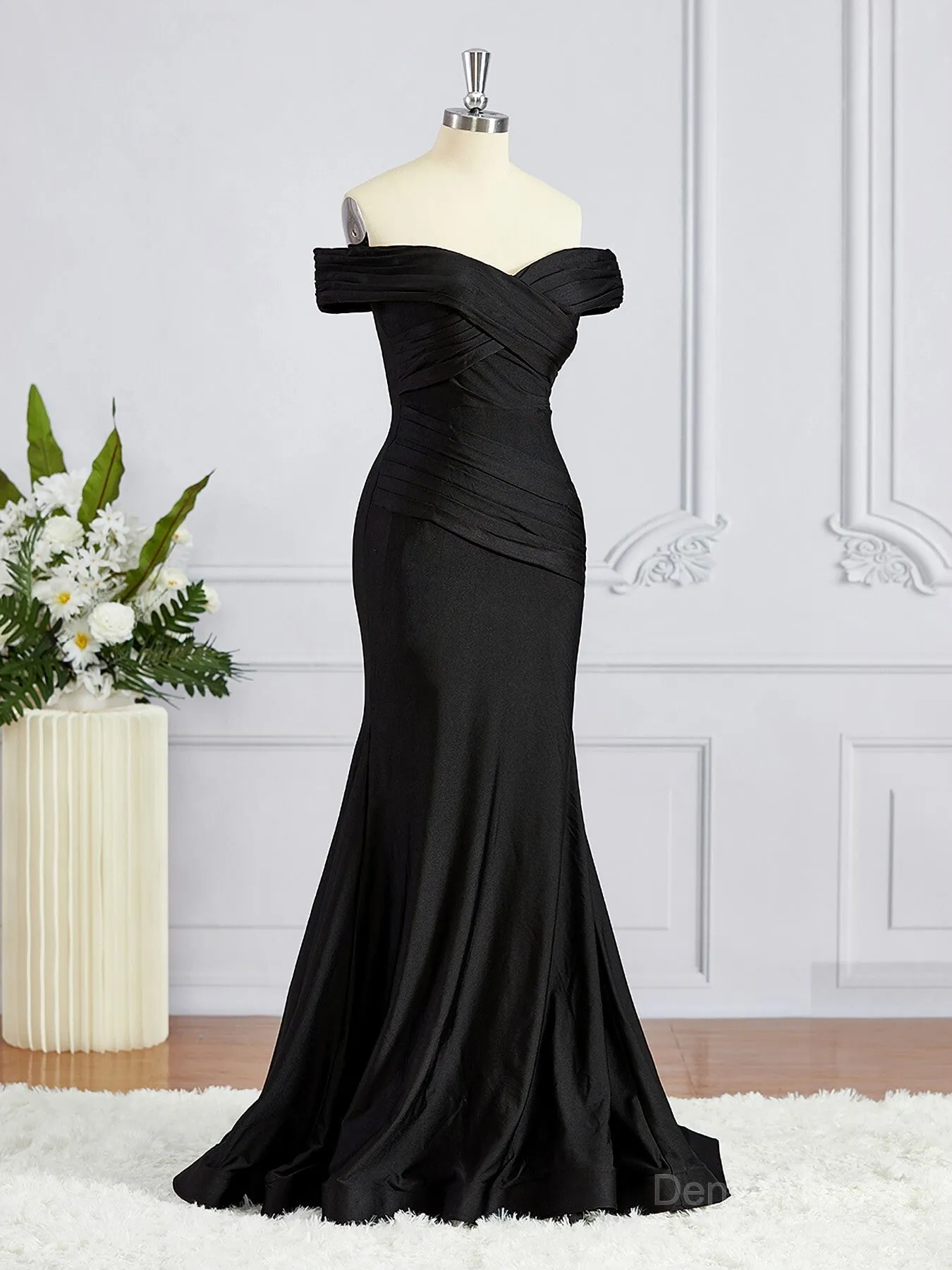 Sheath Off-the-Shoulder Sweep Train Jersey Bridesmaid Dresses