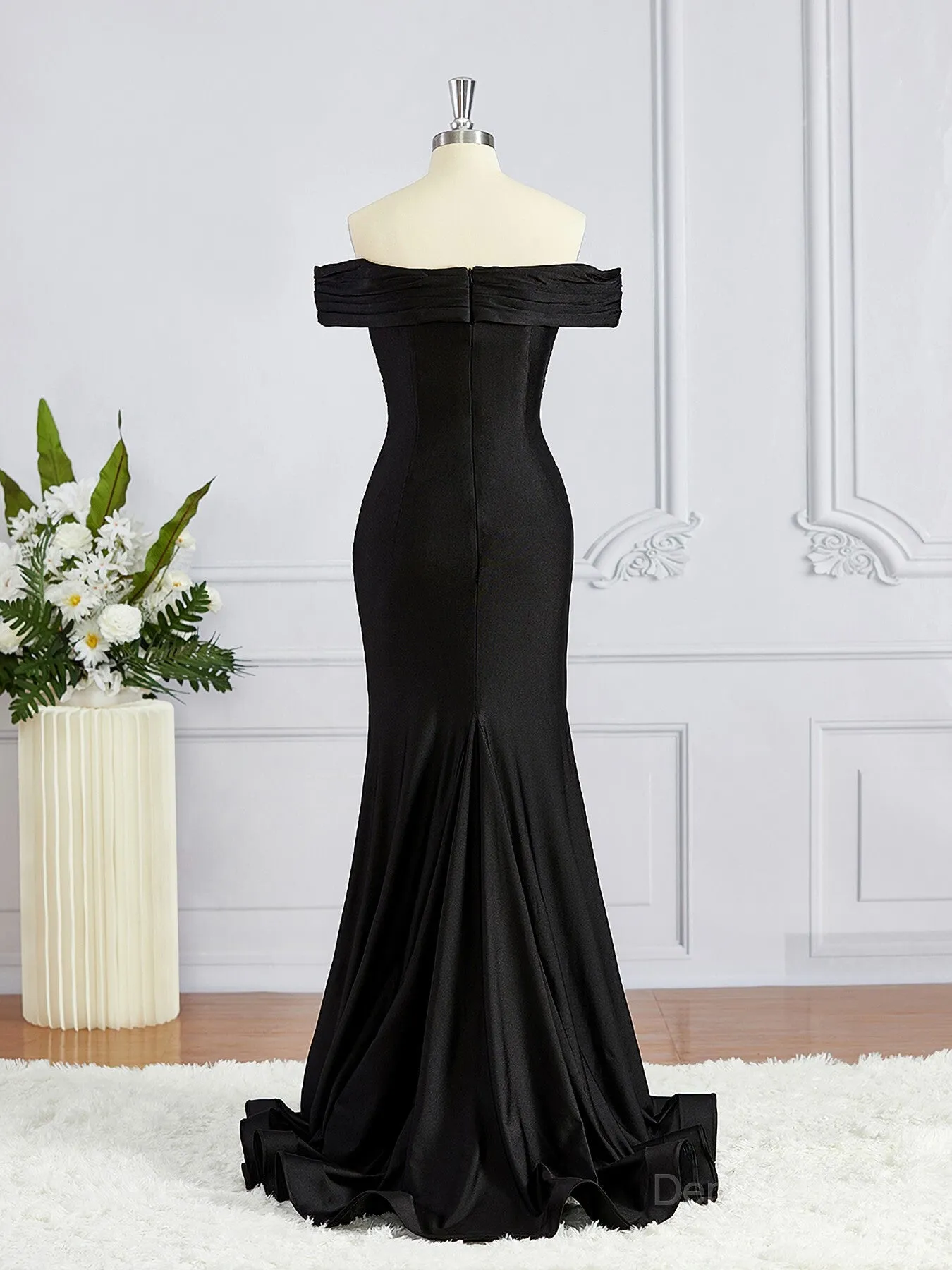 Sheath Off-the-Shoulder Sweep Train Jersey Bridesmaid Dresses