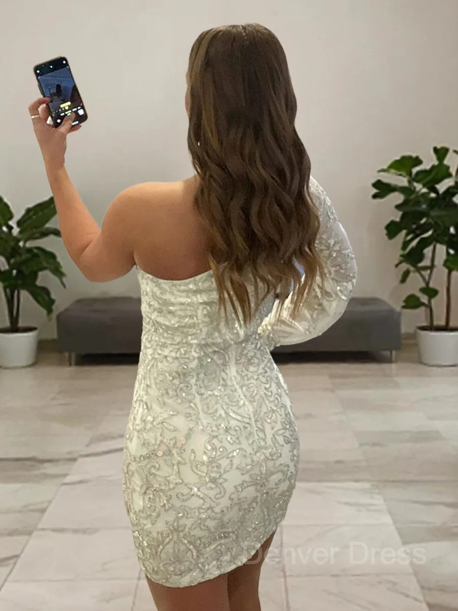 Sheath One-Shoulder Short Homecoming Dresses