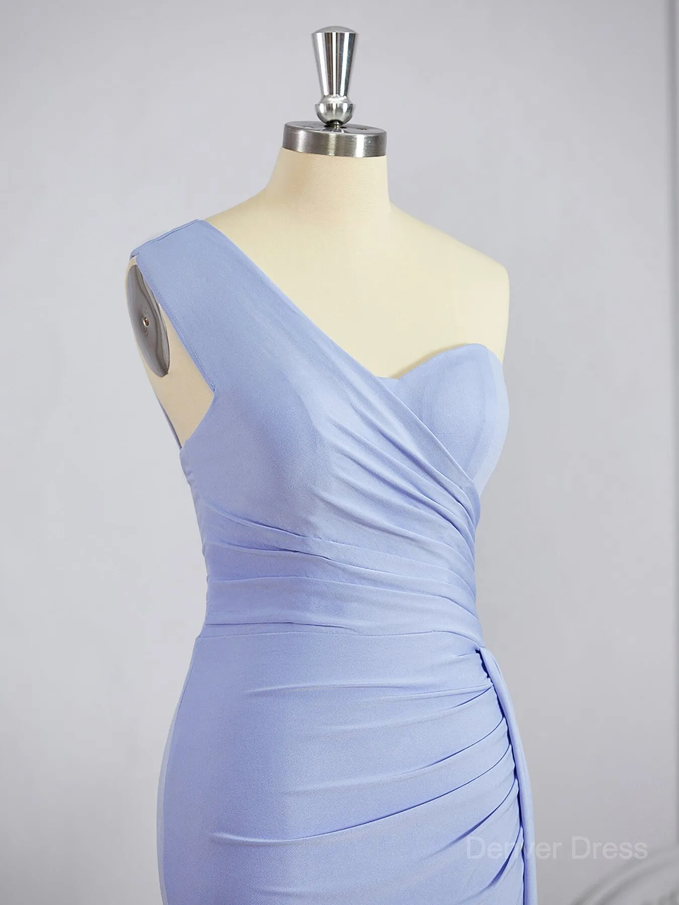 Sheath One-Shoulder Sweep Train Jersey Bridesmaid Dresses