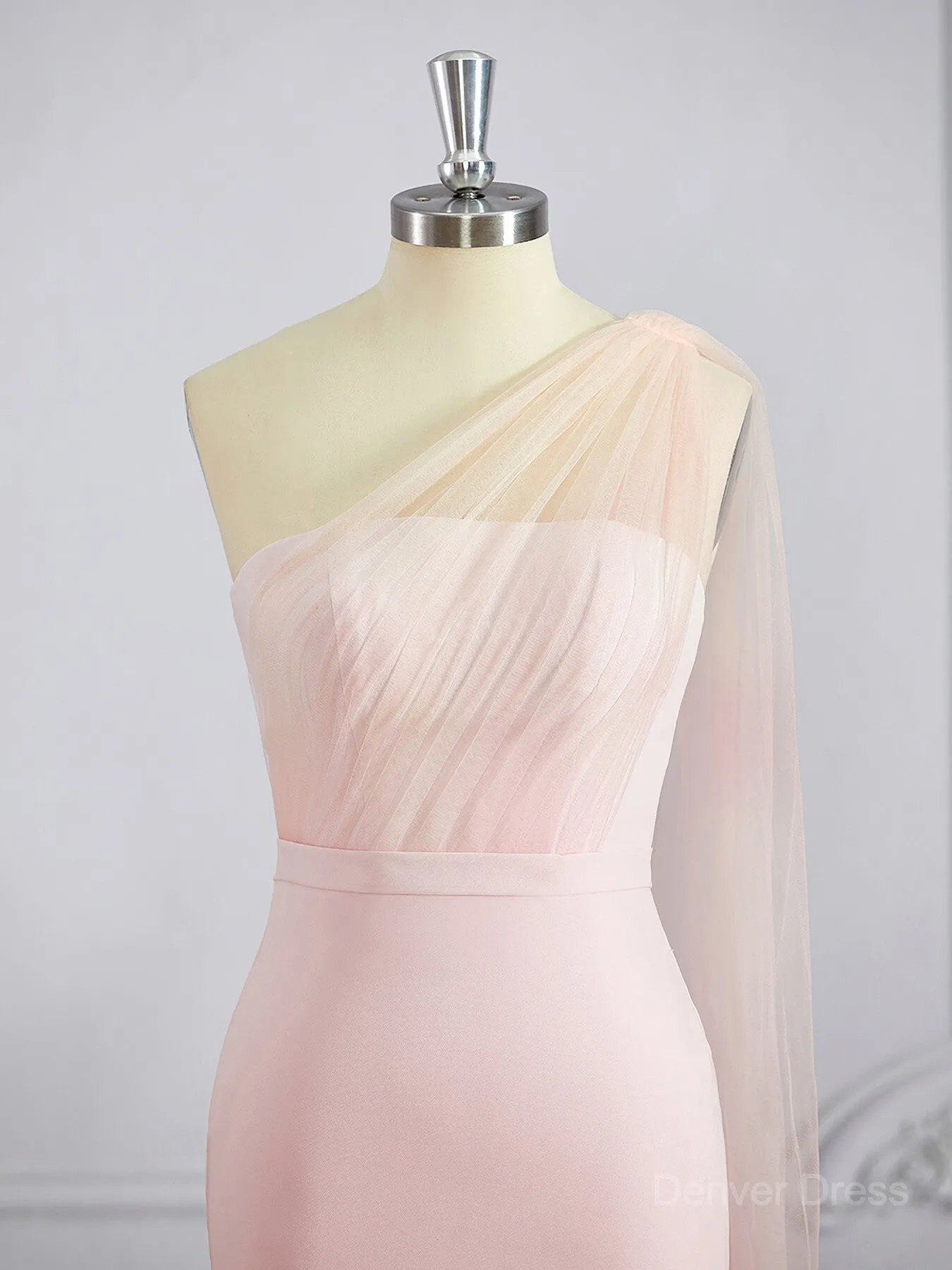 Sheath One-Shoulder Sweep Train Stretch Crepe Bridesmaid Dresses