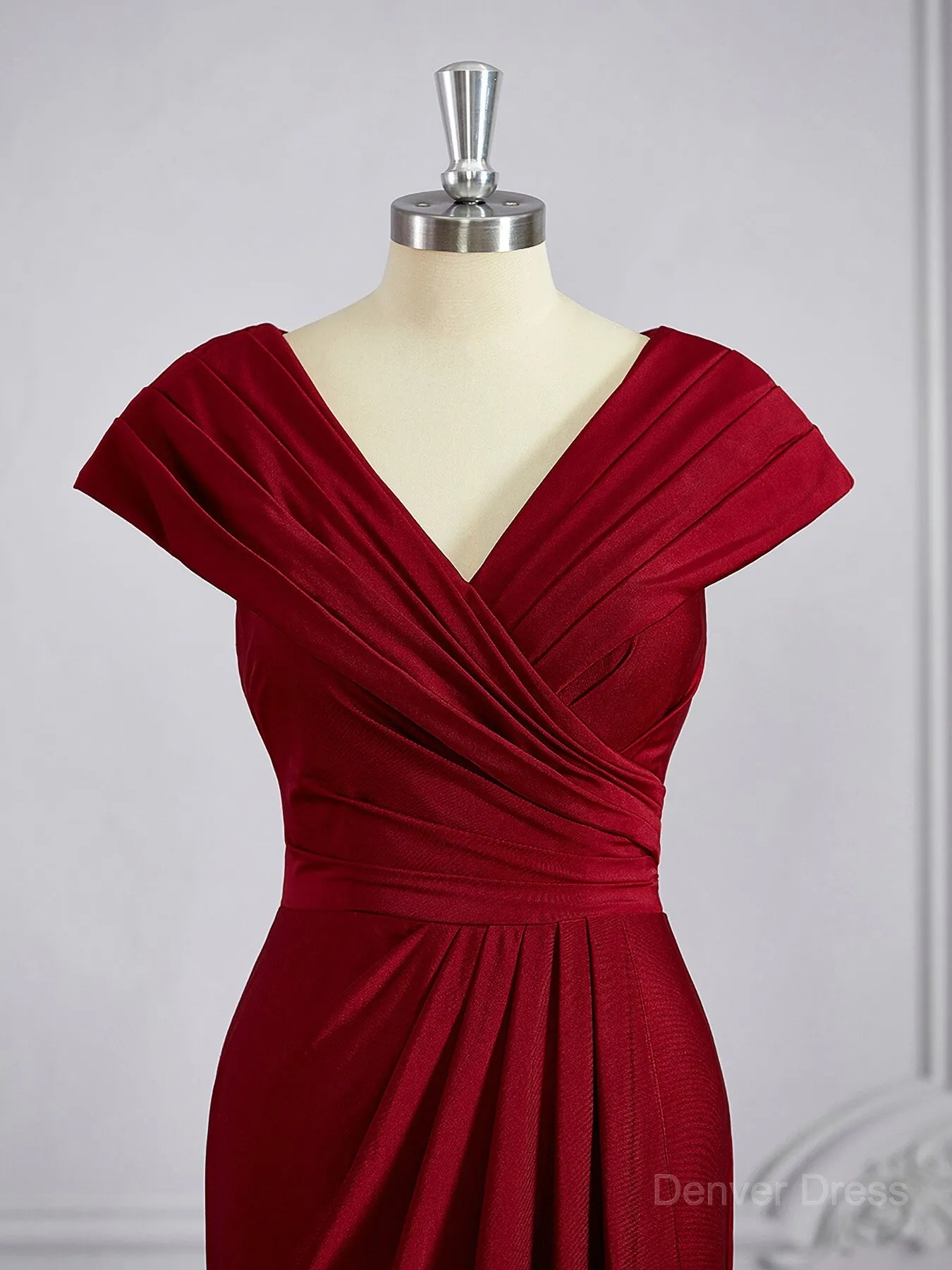 Sheath V-neck Floor-Length Jersey Mother of the Bride Dresses With Ruffles