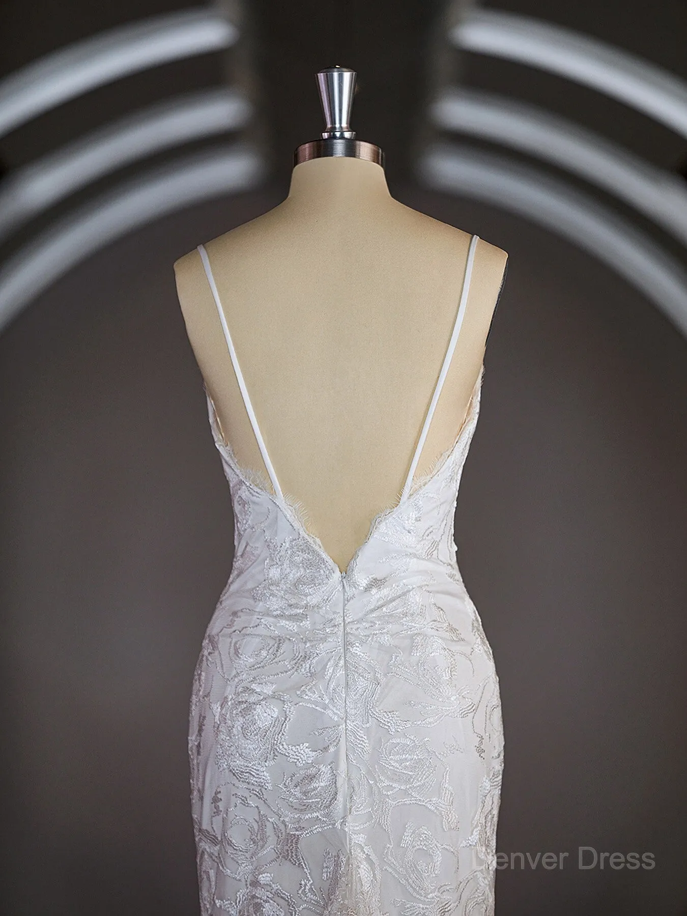 Sheath V-neck Sweep Train Lace Wedding Dresses with Appliques Lace