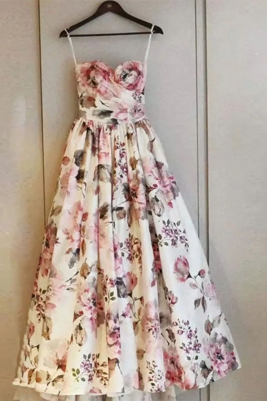Simple Sweetheart Long Prom Dresses Prom Outfits Floral Strapless Evening Dresses