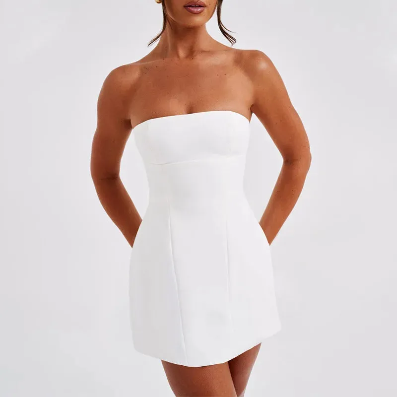 Slash Neck Slim Spring Summer Backless Nightclub Sexy Party Mini Dress