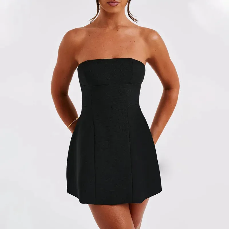 Slash Neck Slim Spring Summer Backless Nightclub Sexy Party Mini Dress