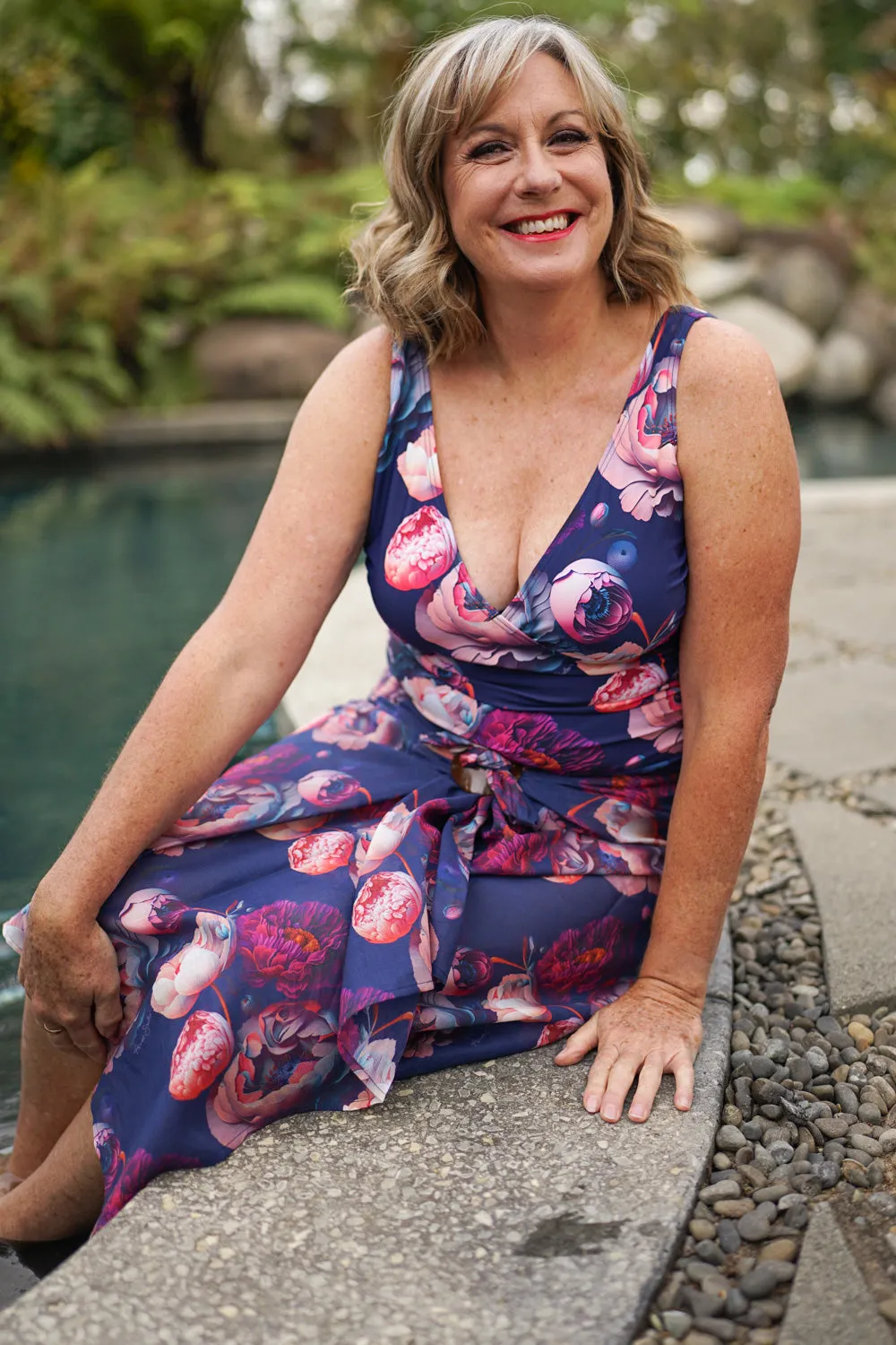 Swim Scarf Wrap - Navy Floral