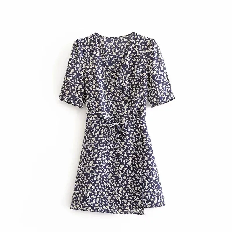 Wrap Niche One-Piece Floral Short Sleeve Dress