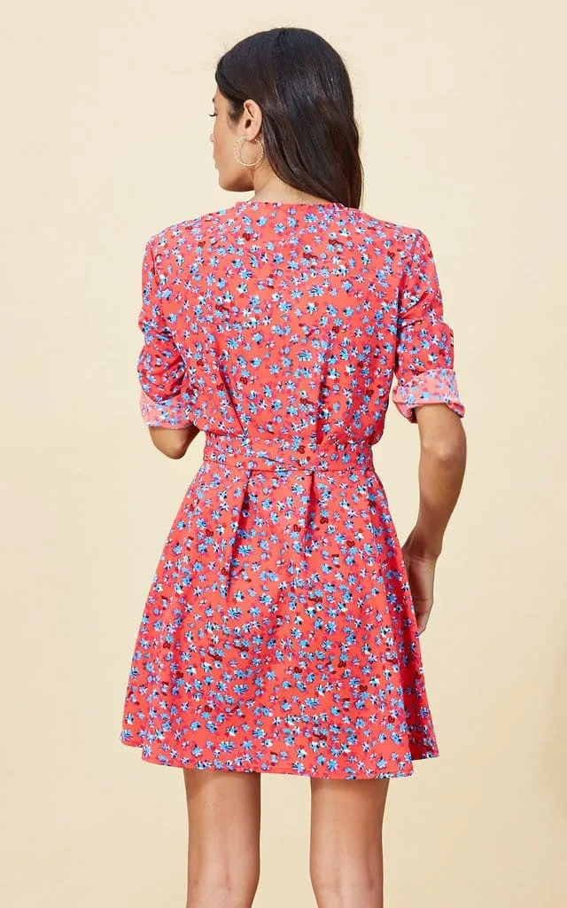 Zeina Mini Dress in Red Ditzy